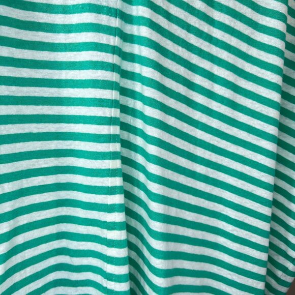 J. Jill Women's Green White Stripe Linen Blend V-Neck Relaxed Fit Tee Top Large - Picture 7 of 10